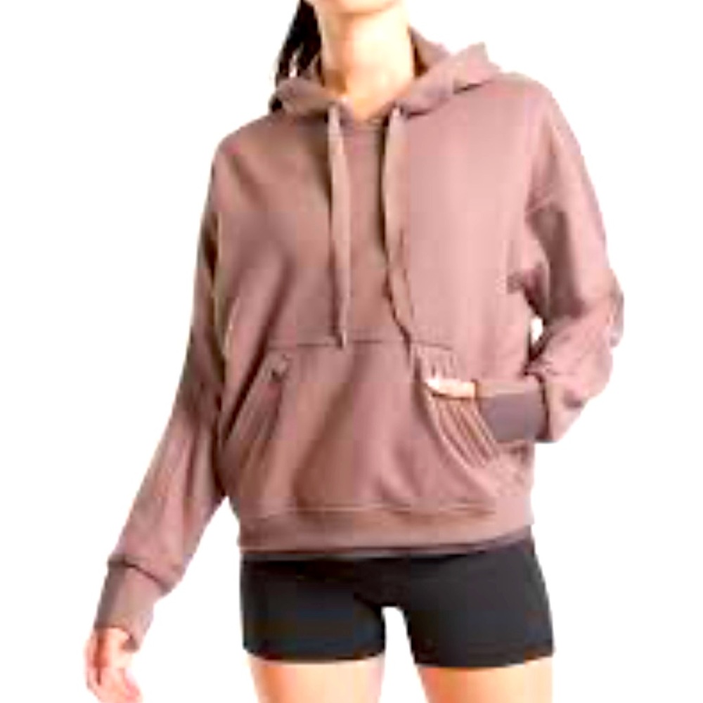 ATHLETA Recover Hooded Sweatshirt Size S Smoked Almond Purple Brown EUC